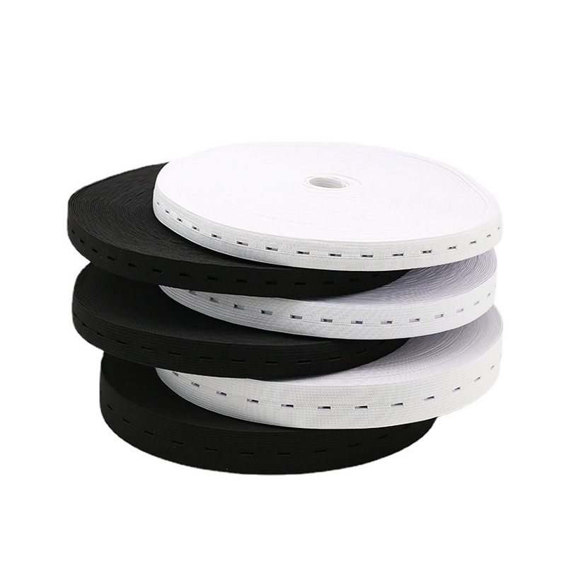 Button hole elastic band in black white color for wholesales